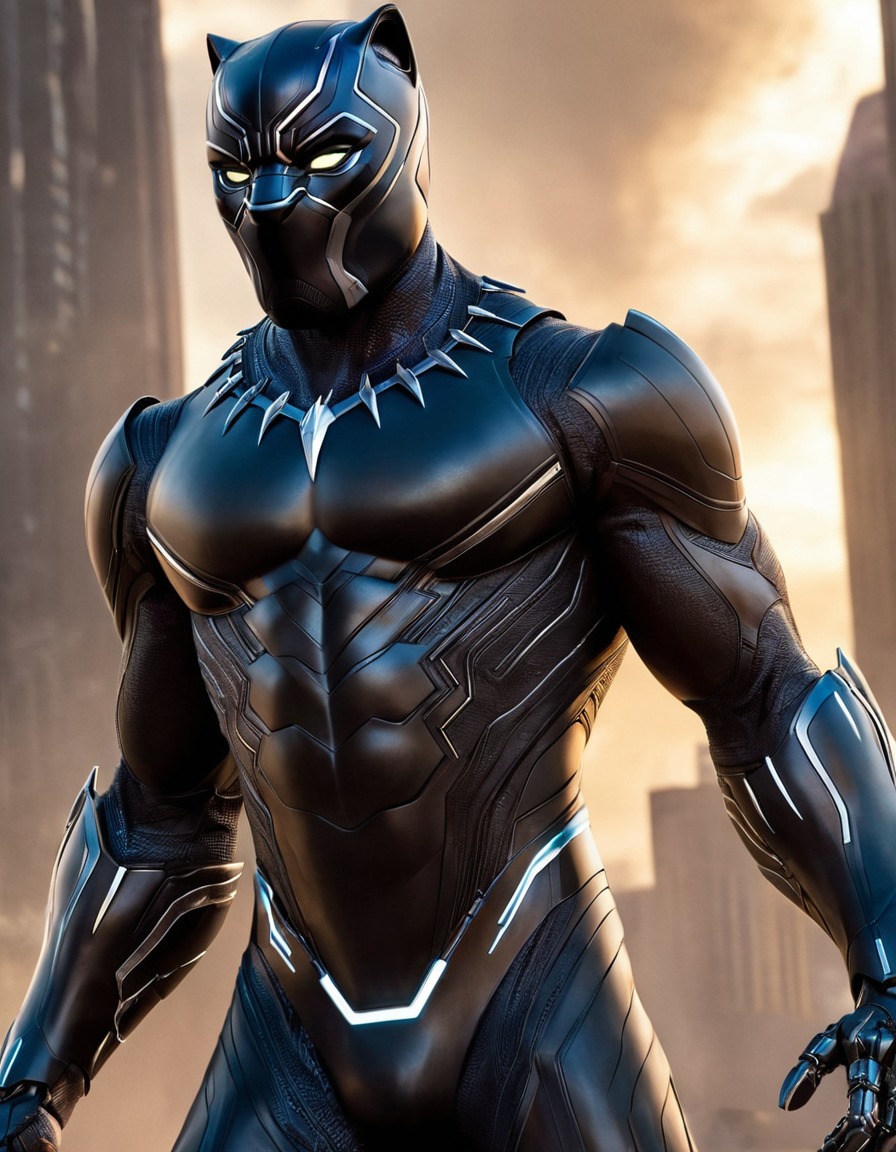 black panther, robot, marvel, superhero, technology