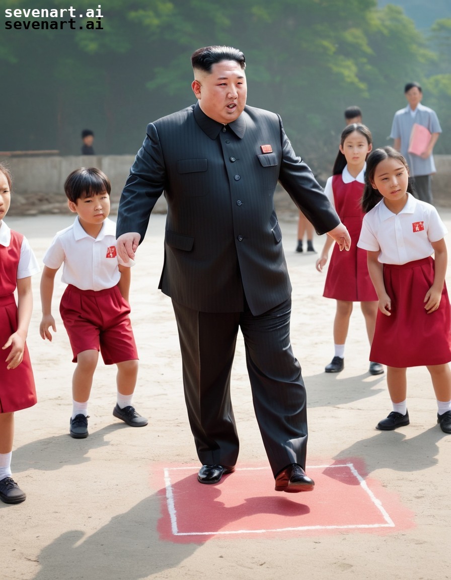 politics, north korea, leader, children, hopscotch, kim jong-un