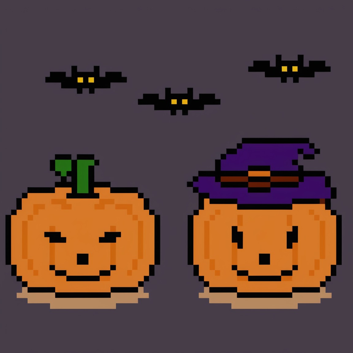 spooky, halloween, digitalart, pixelart, originalcharacter, bat, pumpkinpals