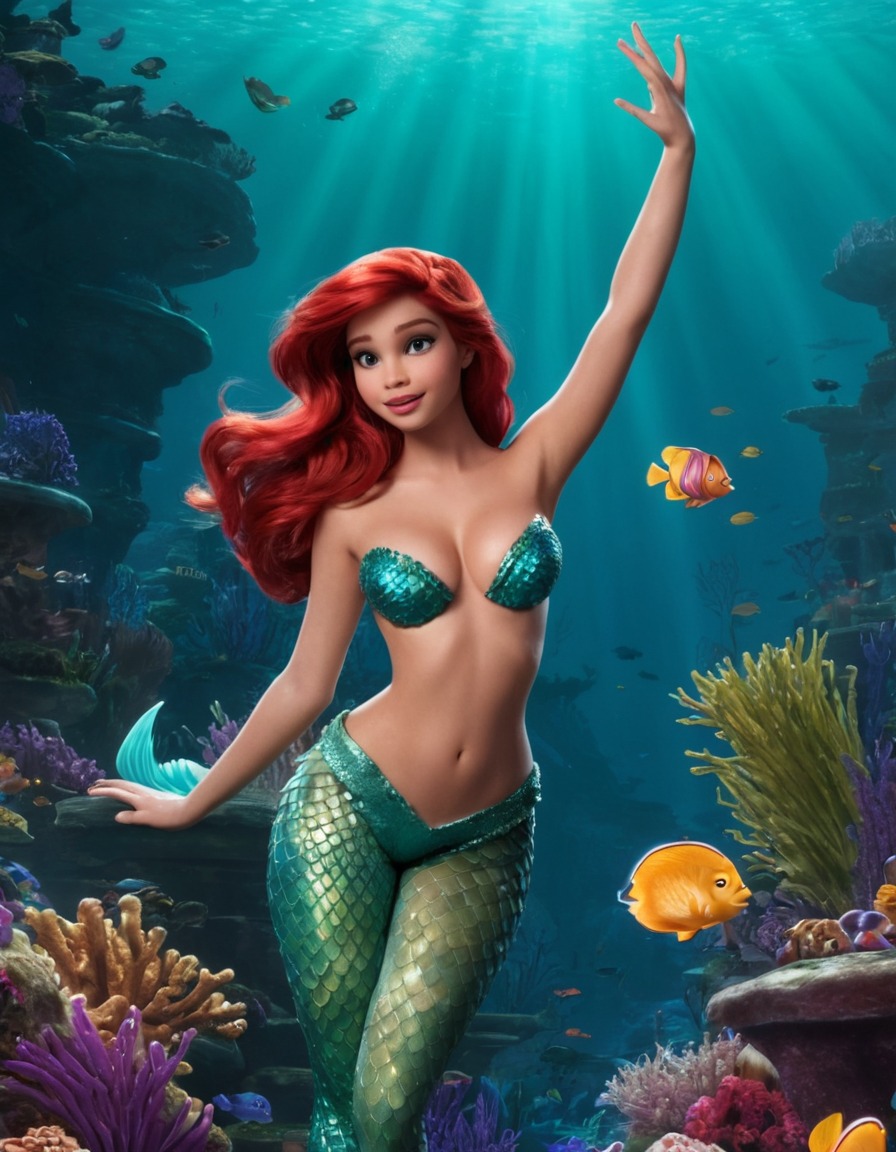 ariel, the little mermaid, mermaid, disney princess, red hair, underwater princess, pretty woman