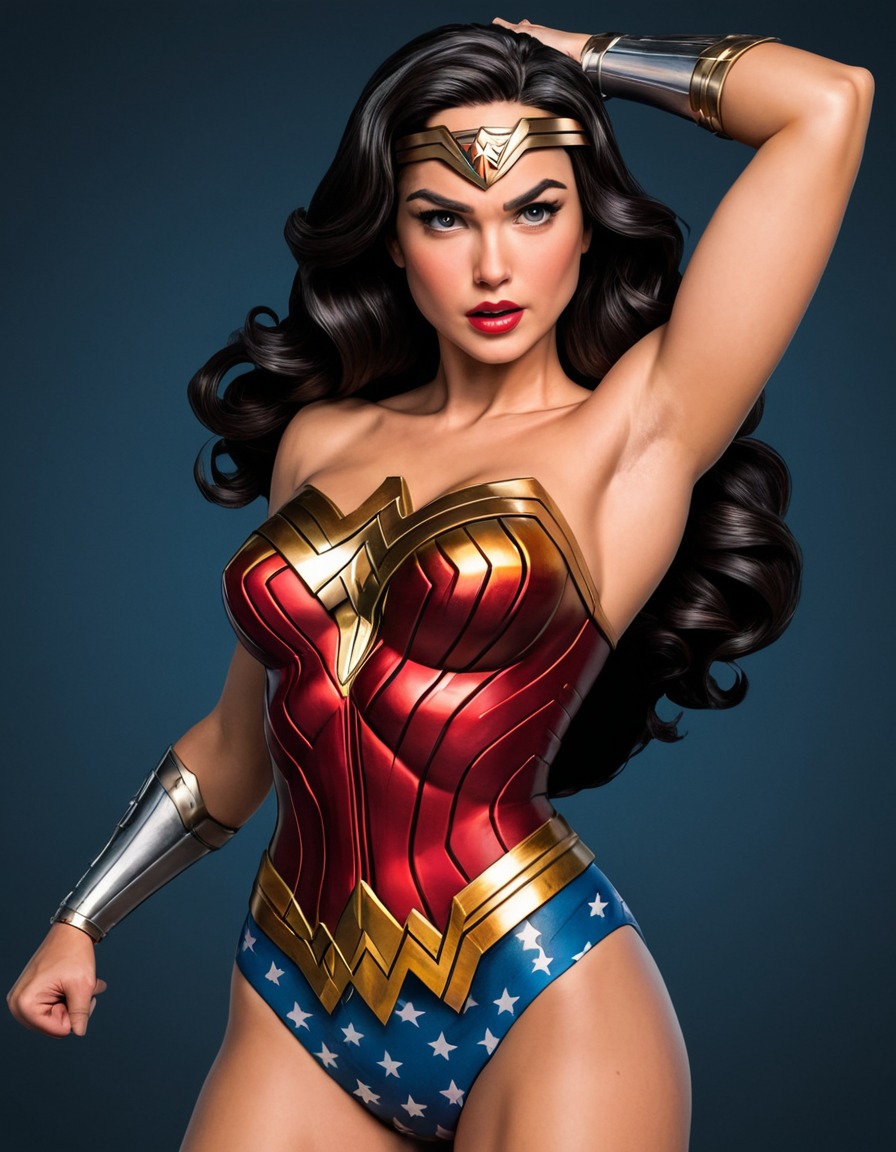 wonder woman, superhero, power, confidence, strength, beauty, illustration, sexy, painted