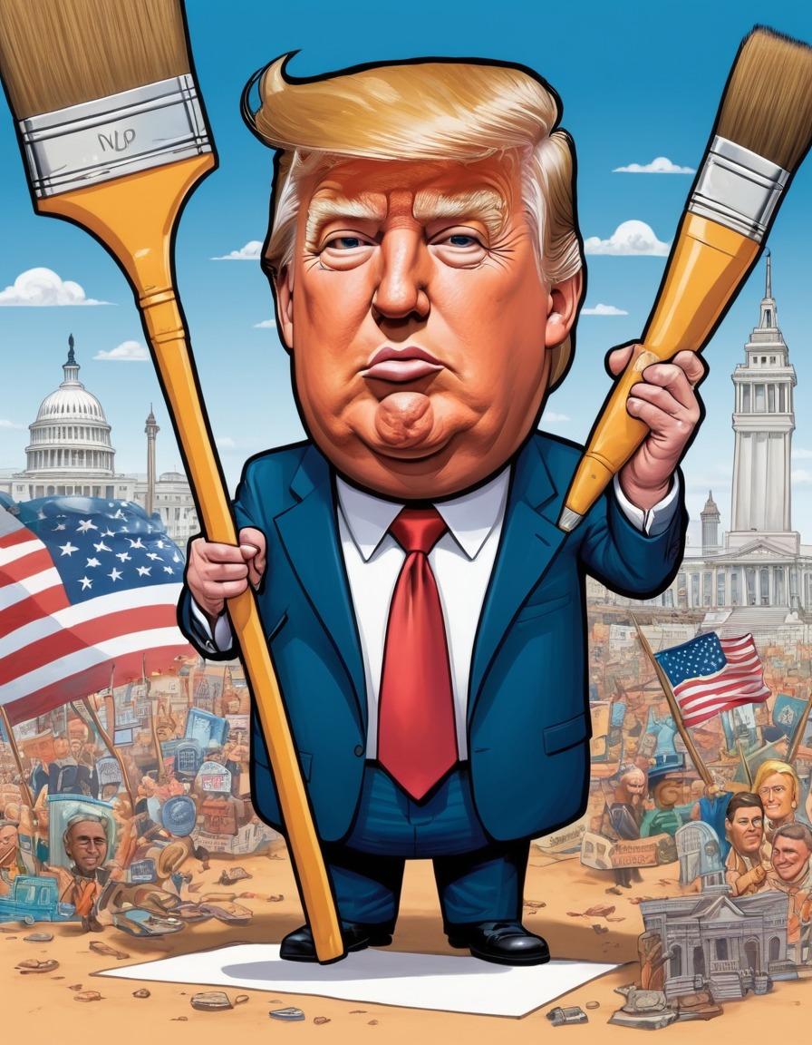 donald trump, caricature, united states, landmarks, symbols, politics