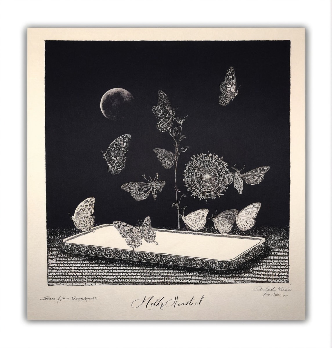 noir, traditionalart, insect, addictions, butterflies, drypoint, engraving, insects, intaglio, mezzotint, mobile, moths, night, printmaking, technology