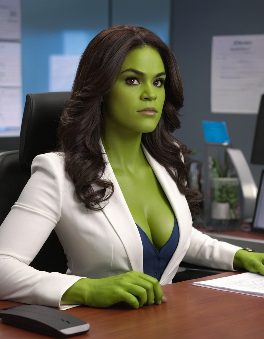 she-hulk, marvel character, superhero, lawyer, office worker, comics