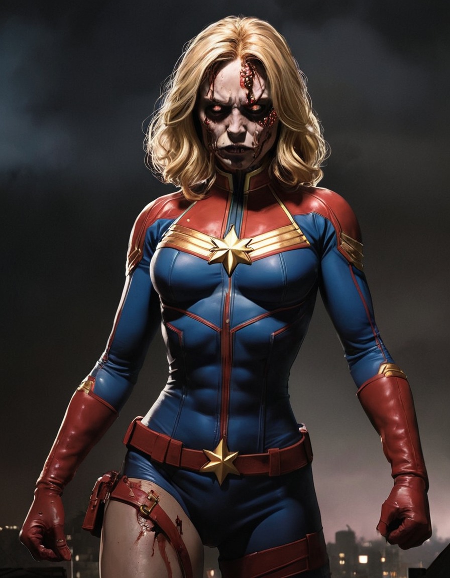 zombie, captain marvel (marvel comics), marvel comics, undead, carol danvers, superhero, superpower