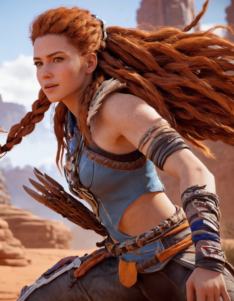 aloy, horizon zero dawn, action-adventure, playstation, video games, combat, strong female protagonist