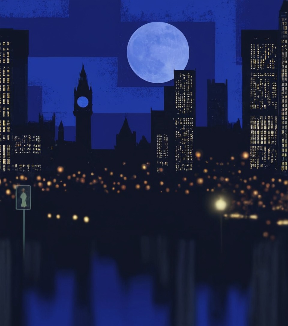 cityscape, digitalart, digitalpainting, architecture, architectureart, bigben, buildings, citylights, contemporary, housesofparliament, lightandshadow, lightandshadows, london, londoncalling, modern, moonlight, nightscene, semiabstract, shadesofblue, silhouettes, stpaul, traffic, trafficlights, londonnight, midnightsparkle