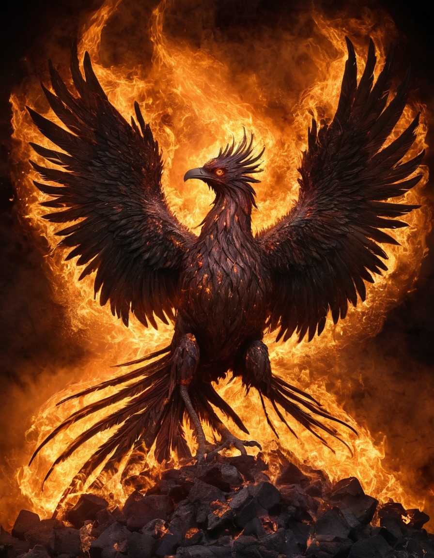 mythical creatures, phoenix, rebirth, transformation, fire, legend, symbolism