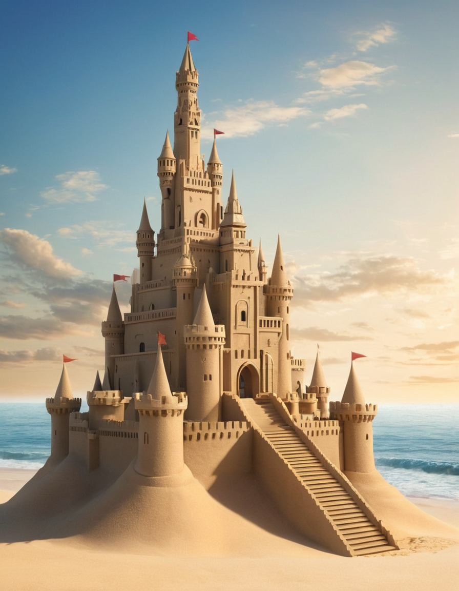 sandcastle, skyscraper, strange, architecture, imagination, beach, tallest structures