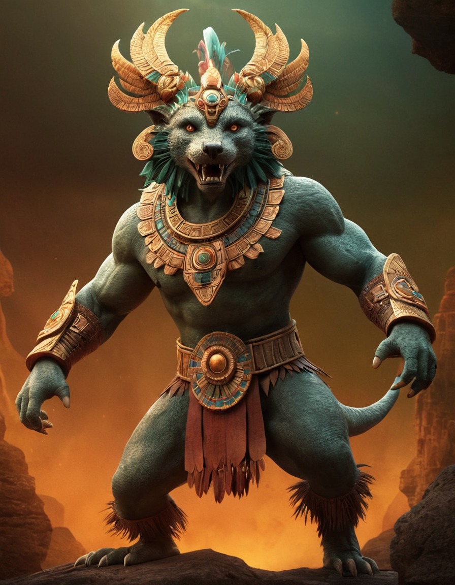 ahuizotl, aztec, mythology, creature, fantasy, majestic, breathtaking