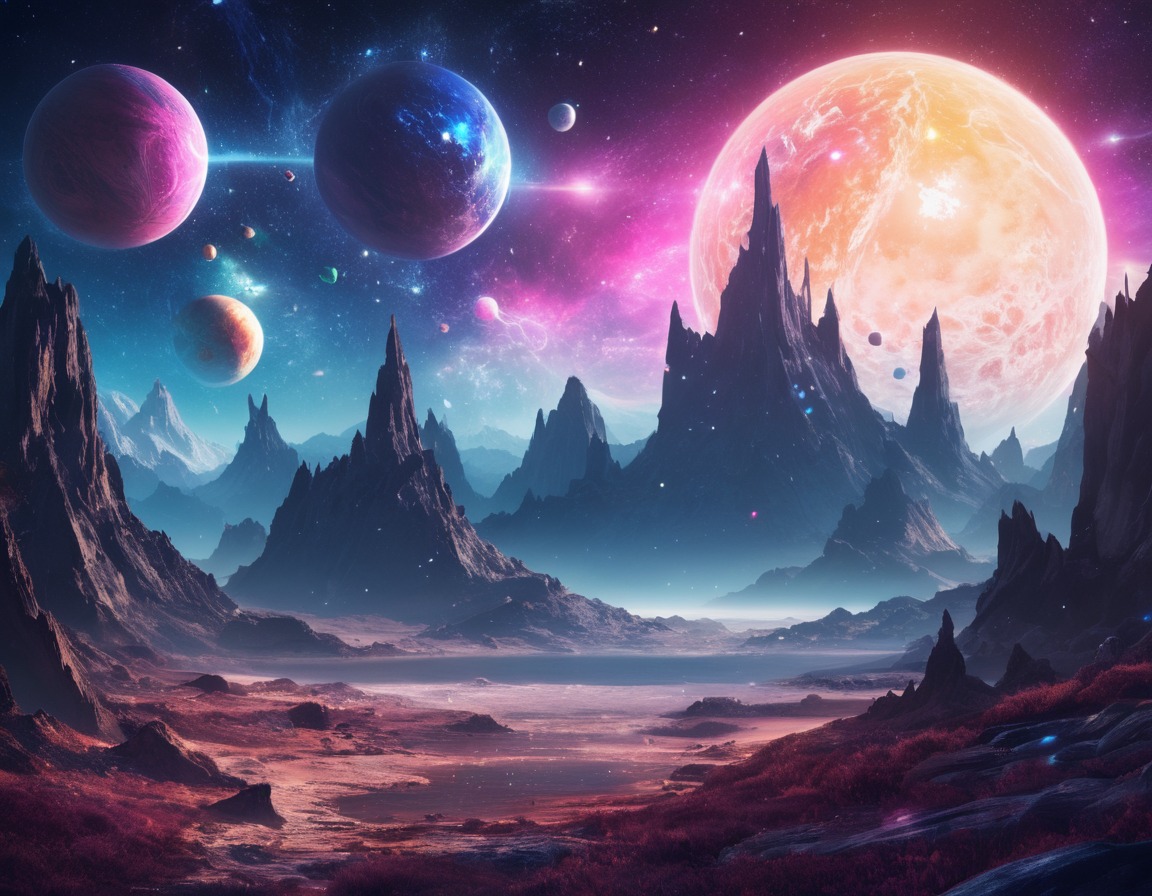 fantasy, cosmic, surreal, planets, stars, space