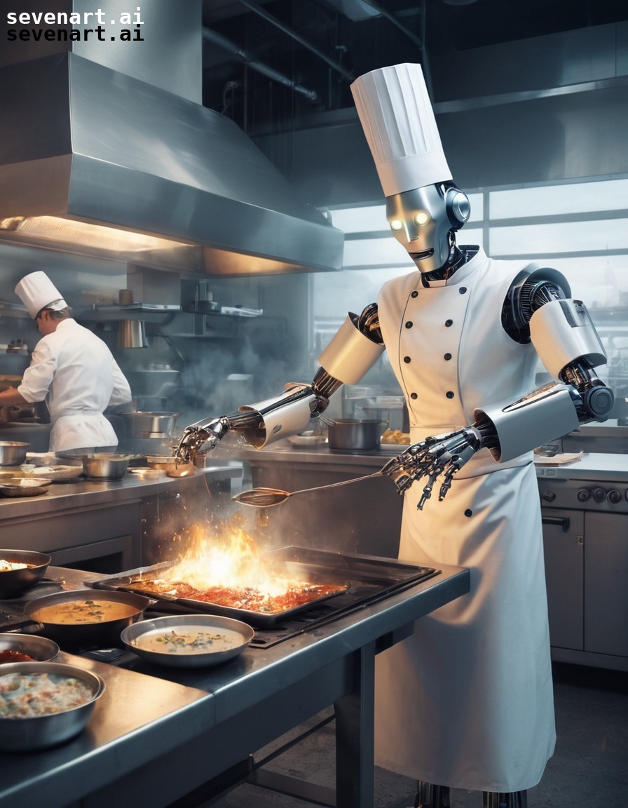 robot, chef, cooking, restaurant, kitchen, robots