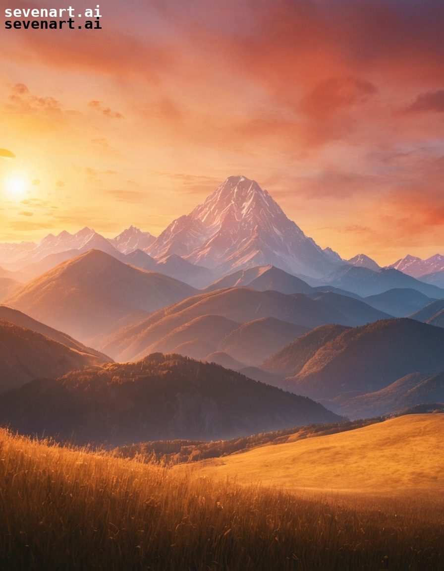 sunset, mountain range, golden glow, landscape, scenic beauty, nature