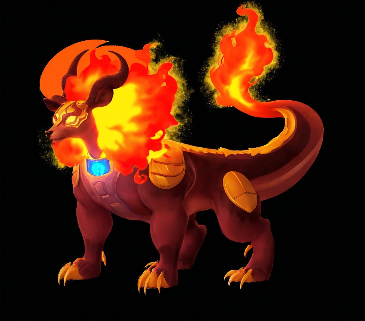 dog, dragon, guardian, lion, mane, pitbull, salamander, fire, foodog