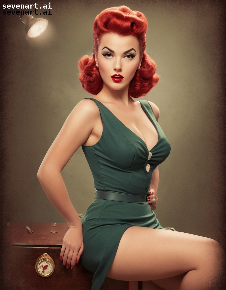 pin-up, vintage, sultry, woman, retro