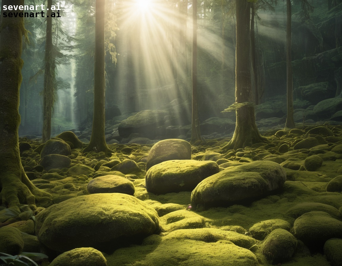 nature, forest, sunlight, tranquility, moss