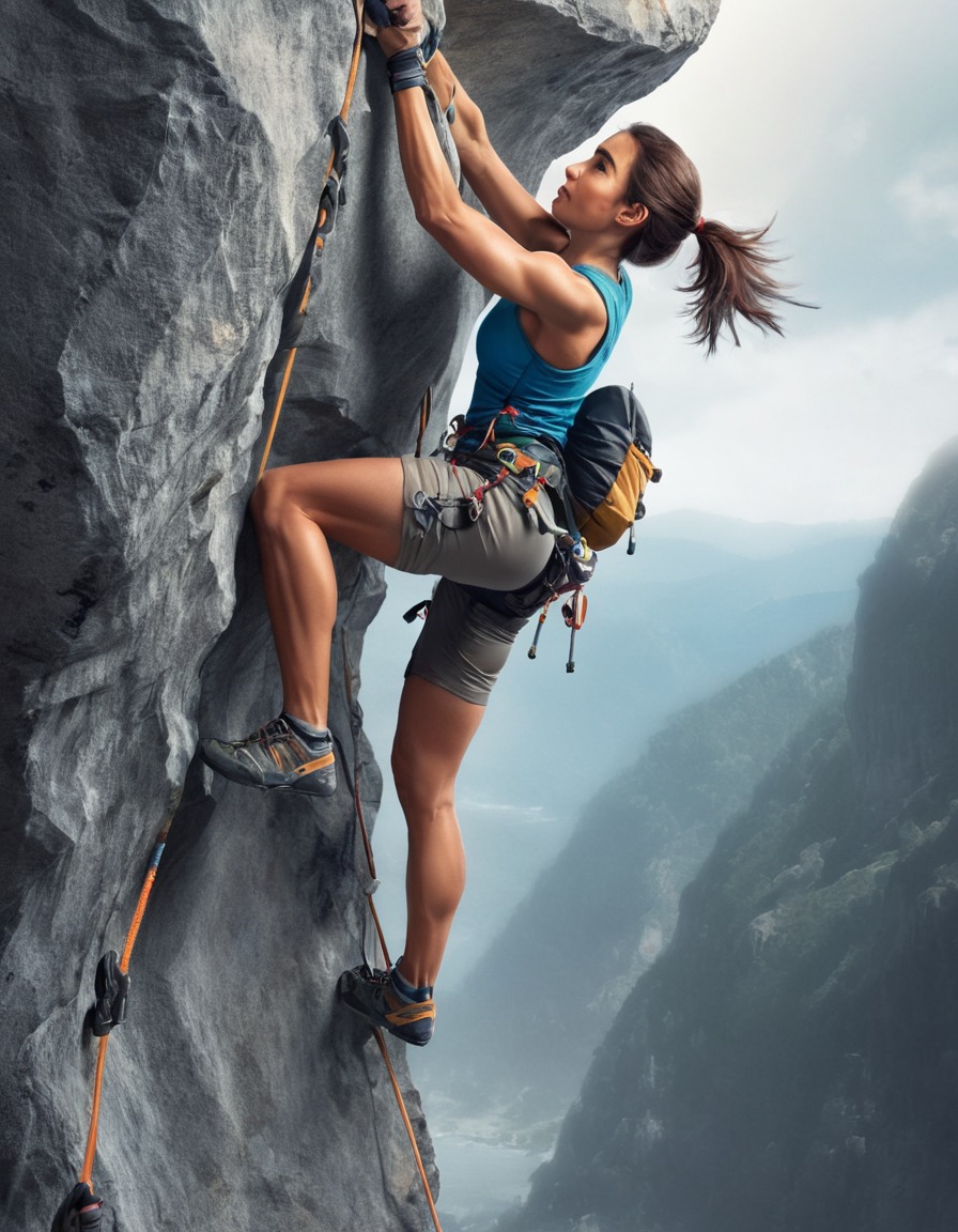 rock climbing, female climber, challenge, determination, focus, woman sport, sport