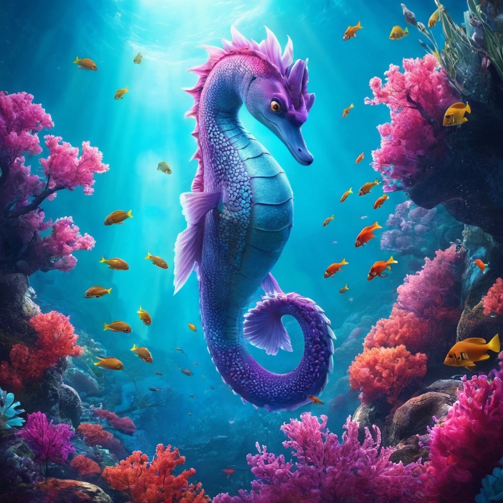 digitalart, sea, magic, fantasyart, animal, seahorse, dailychallenge