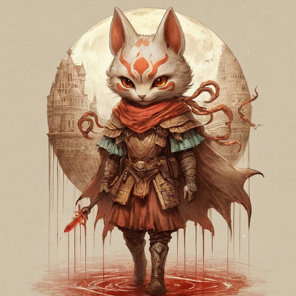 digitalart, characterdesign, videogamefanart, warrior, fox, blood, boy, curse, cursed, destroyed, evil, innocence, justice, life, lost, night, outcast, slumbering, spirit, stained, town, transformation, vengeance