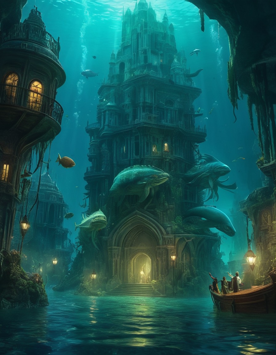 creepy, lovecraftian, underwater, city, monsters, lovecraft, howard lovecraft