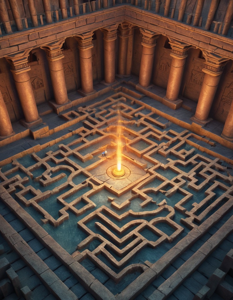 labyrinth, maze, traps, magical illusions, fantasy, dangerous, adventure