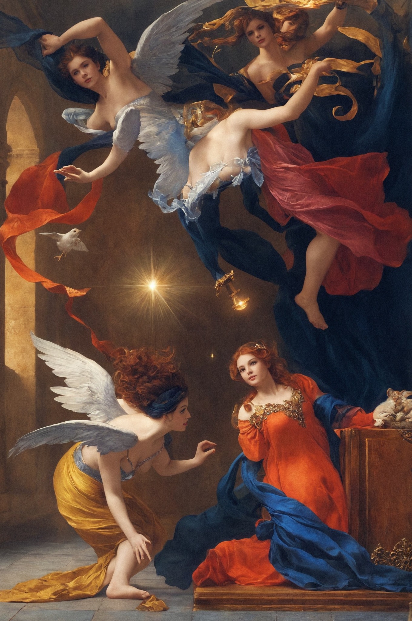 simon vouet, annunciation, angel, art, artwork, fine art, fineart, painting, art history, history of art