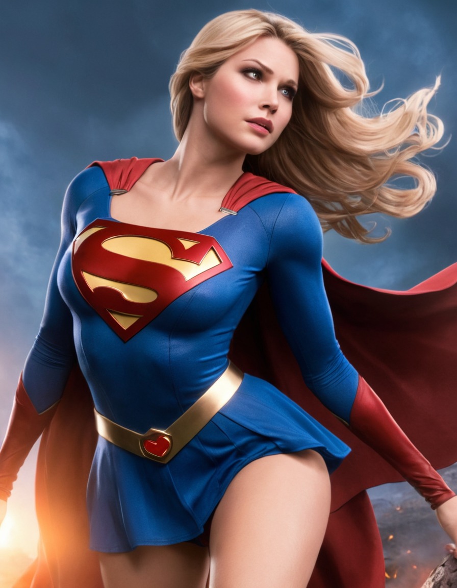 superhero, dc comics, supergirl, defeated, battle, villain, upset