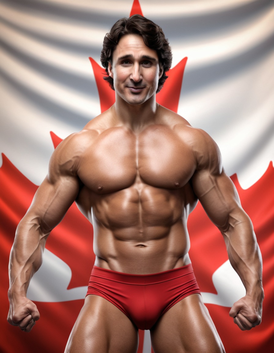 justin trudeau, bodybuilder, muscles, canadian flag, workout, fitness