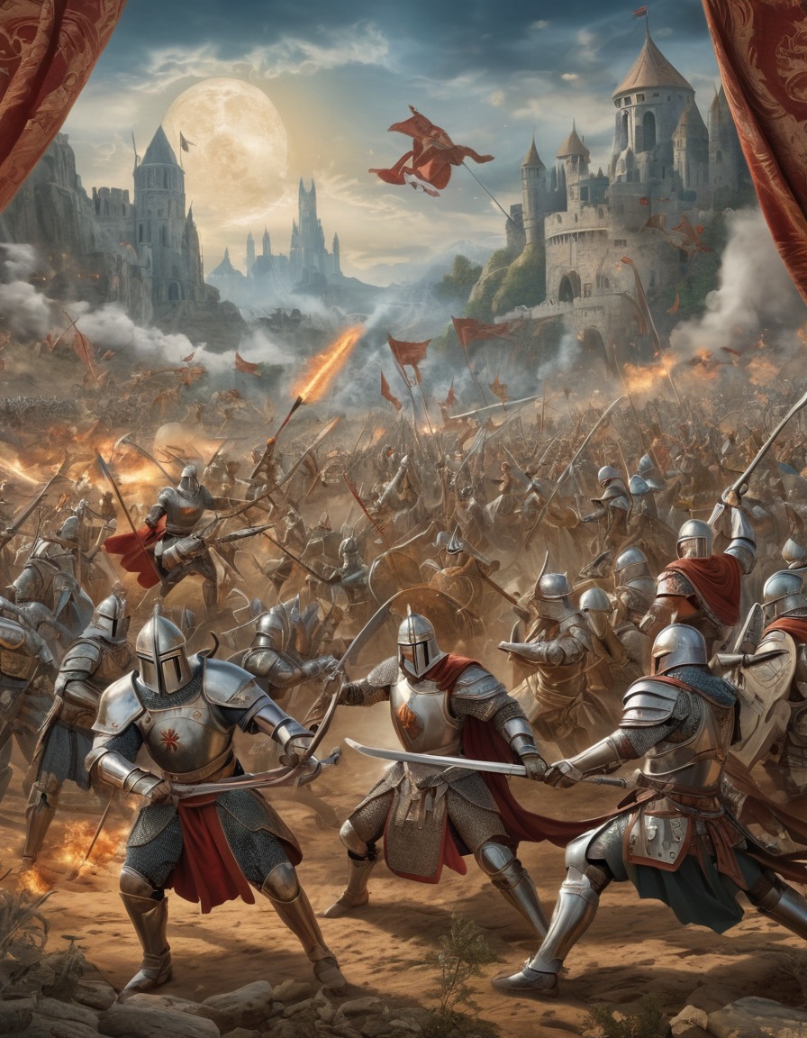 medieval, futuristic, warriors, cyborgs, battle, art