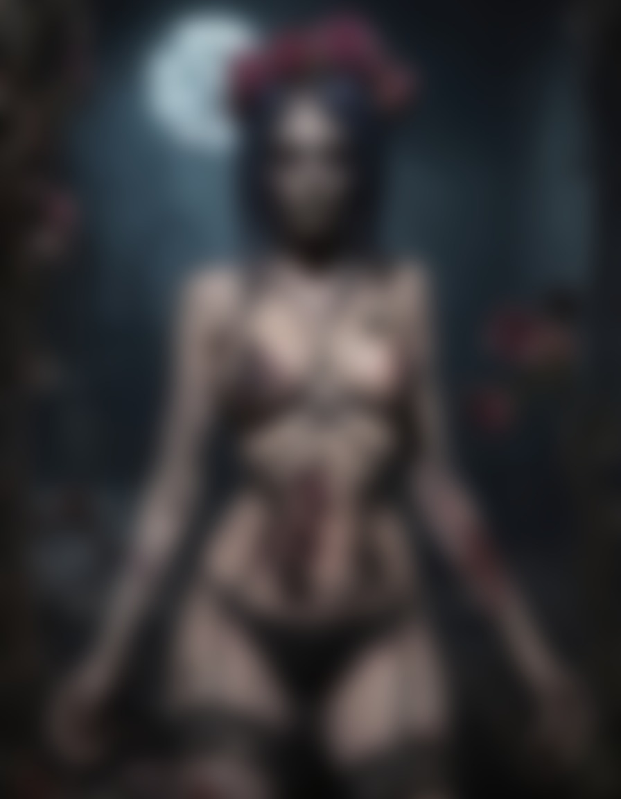 zombie, lingerie, decay, flowers, nsfw