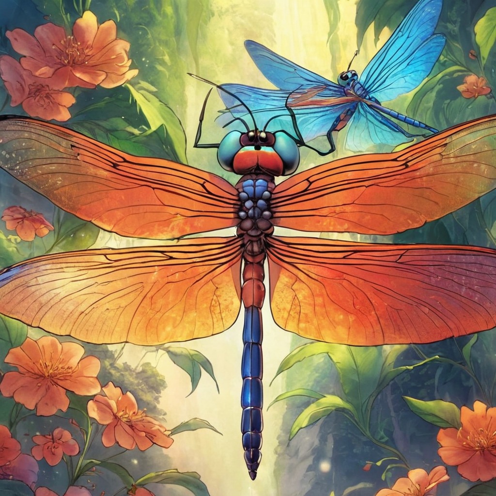 digitalart, fantasyart, insect, butterflies, dragonfly