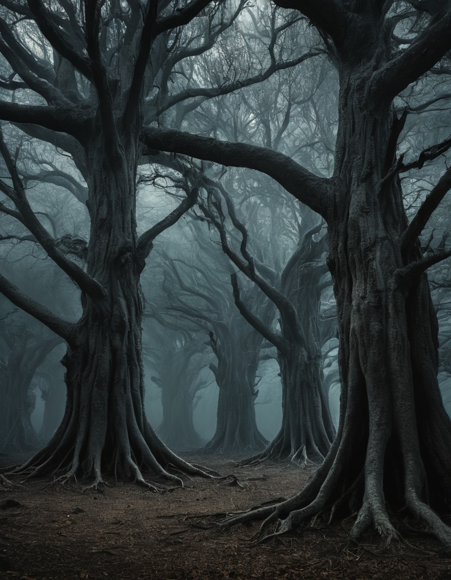 mystical, grove, ancient trees, secrets, whispering, nature, spiritual