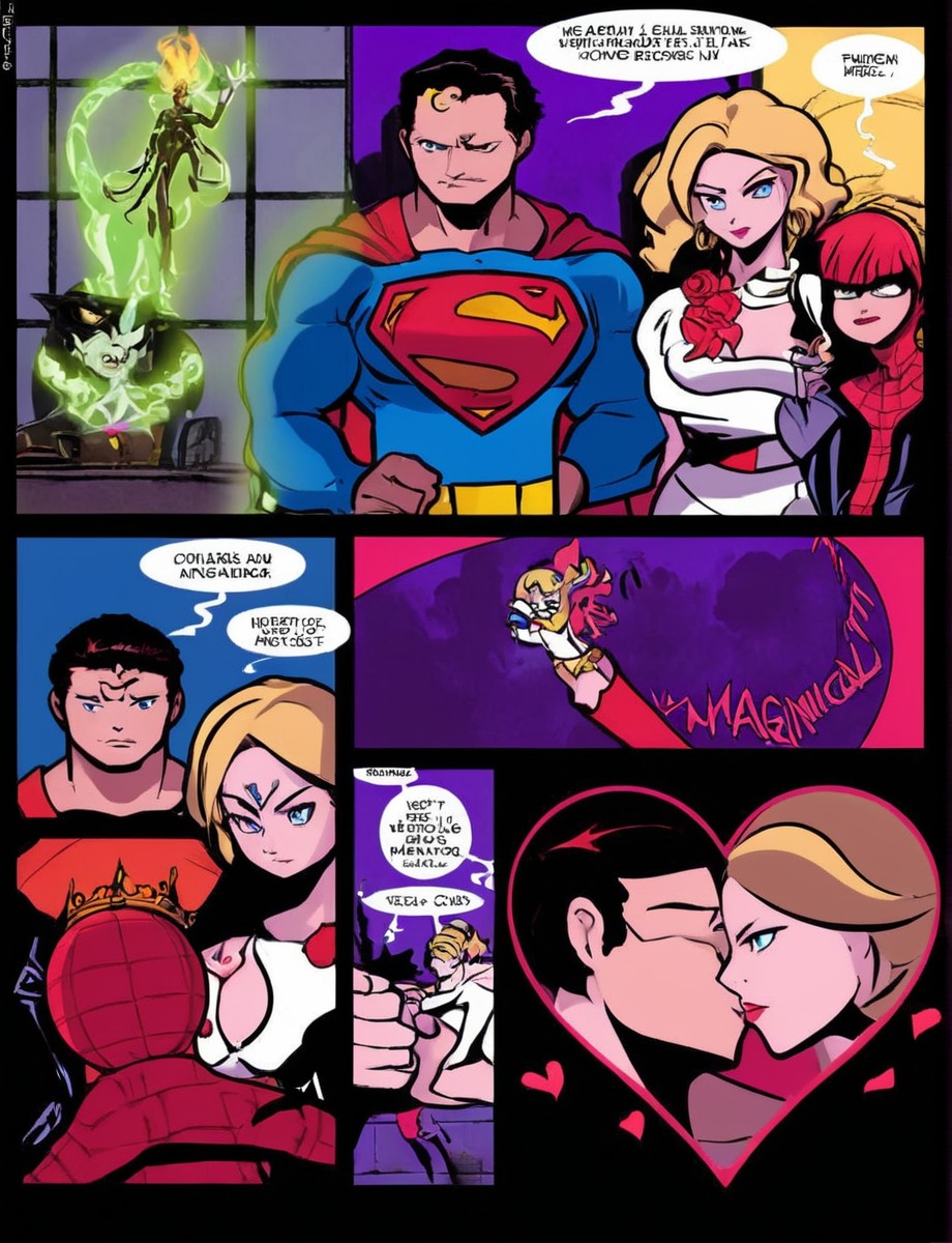 caroldanvers, crossover, doctoroctopus, greenlantern, marvel, powergirl, romanticcouple, shipping, spiderman, superman, spidermanmarvel