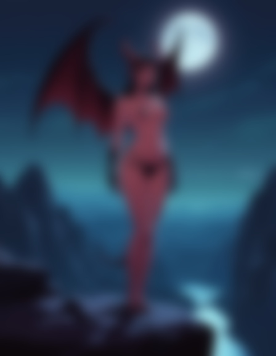 fantasy, succubus, moon, cliff, night landscape, mythical creatures