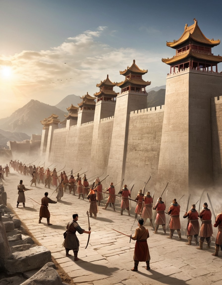 ancient china, construction, defense, wall building, working together, 300 bc, city protection