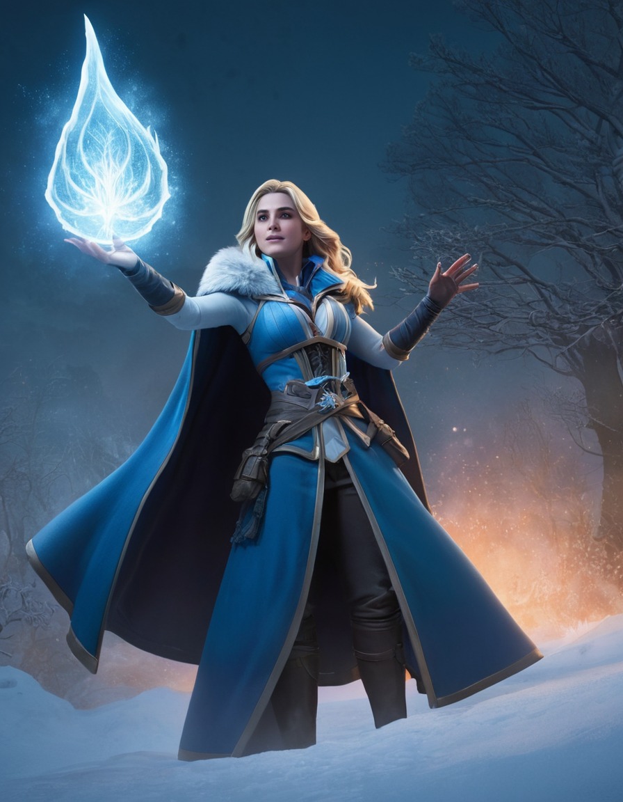 fantasy, mage, world of warcraft, magic, ice, games, girls from games