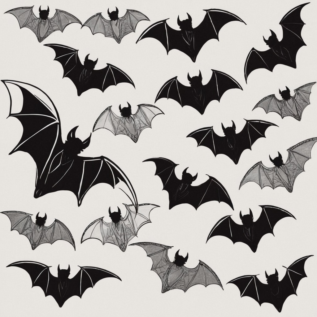 bat, dreamup, digitalart, bats, black_and_white, greyscale, dailychallenge, ai_art, battybats