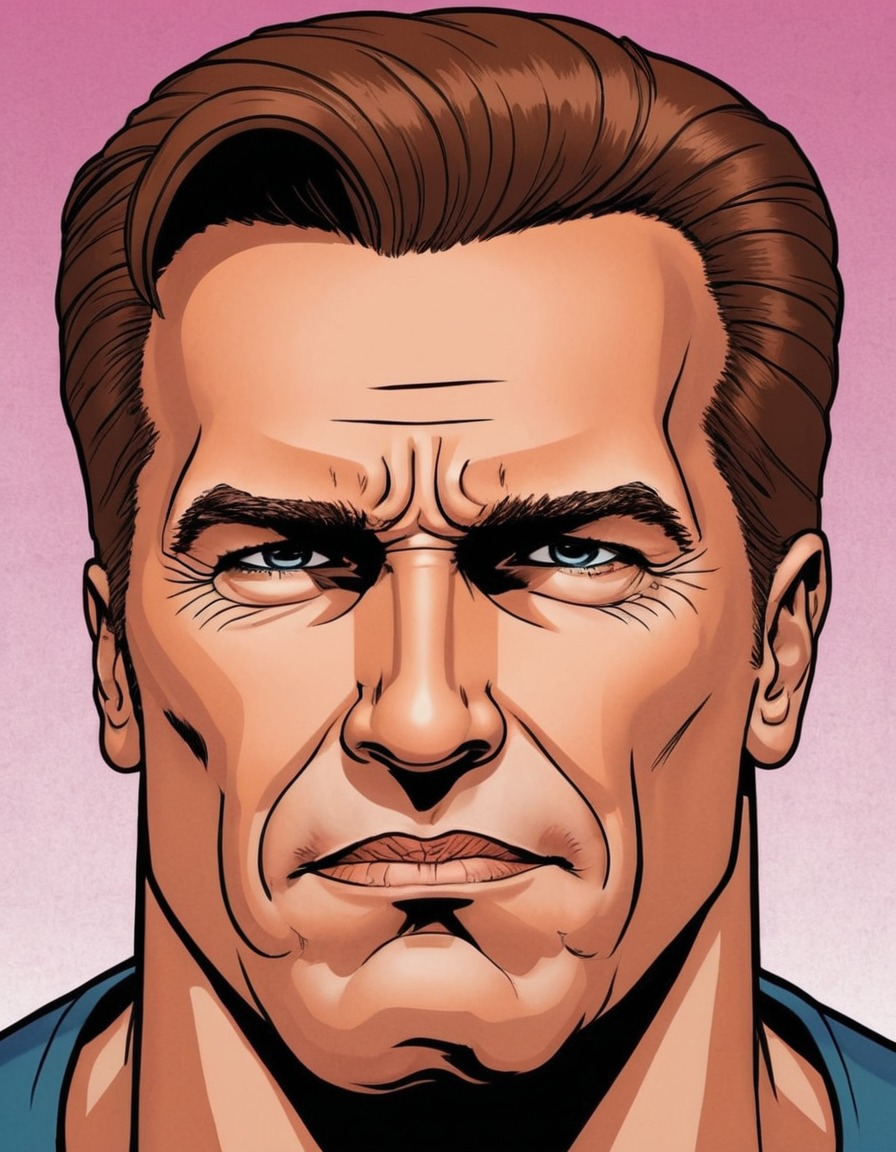 arnold schwarzenegger, superhero, comic book style, celebrity portrait, pop culture., politics