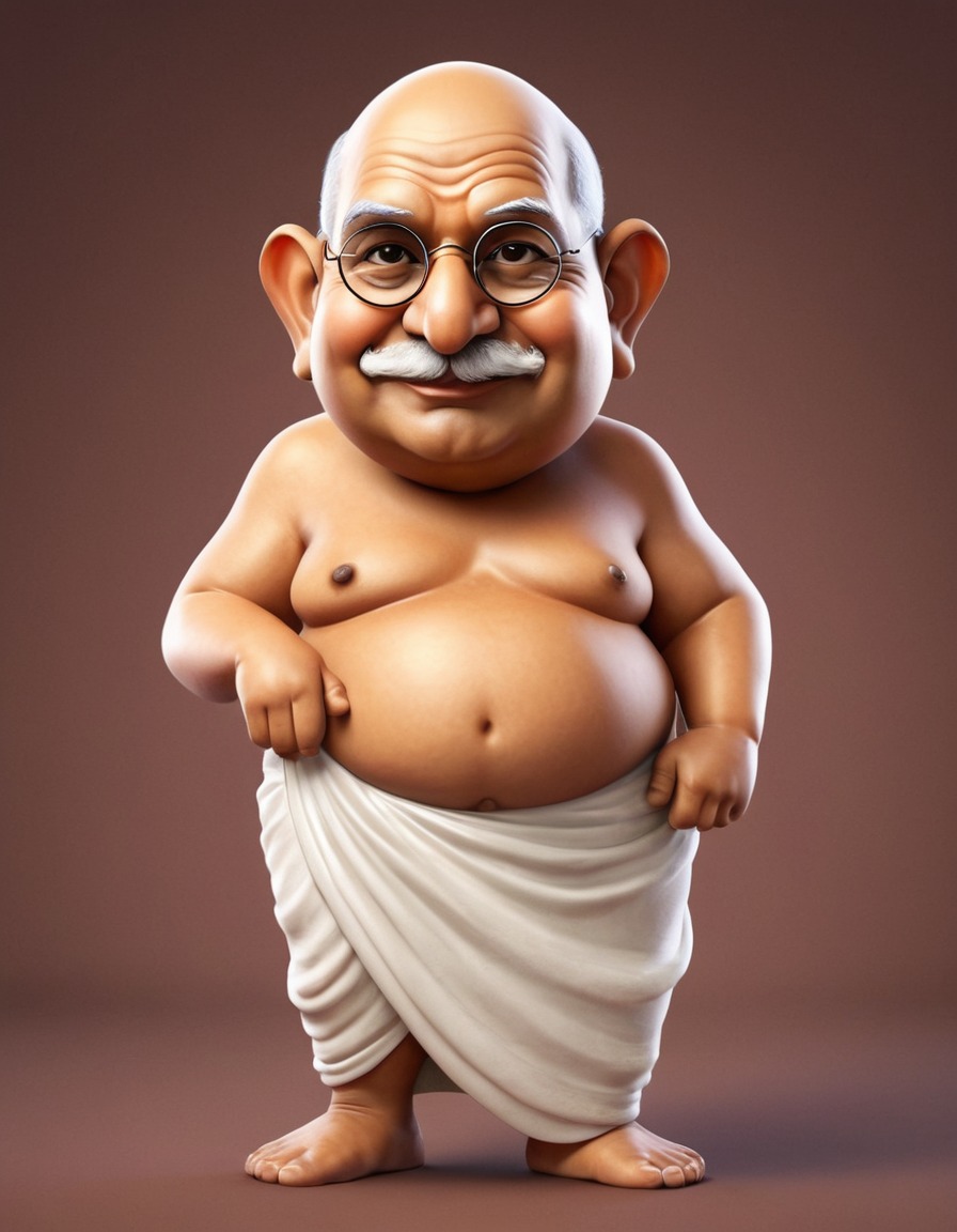 caricature, funny, mahatma gandhi, humor, fat