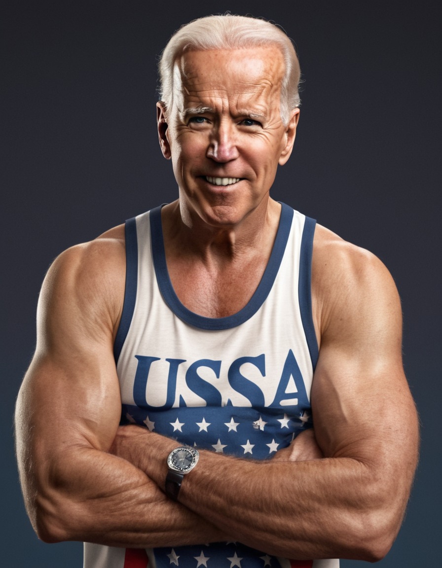 joe biden, president, usa, tank top, flexing, muscles