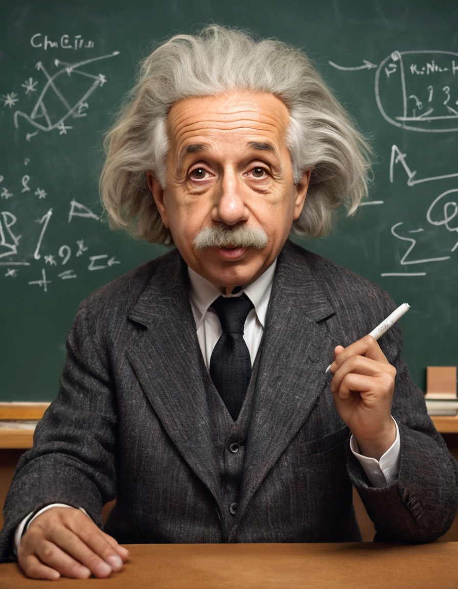 caricature, albert einstein, humor, chalkboard, doodles, funny