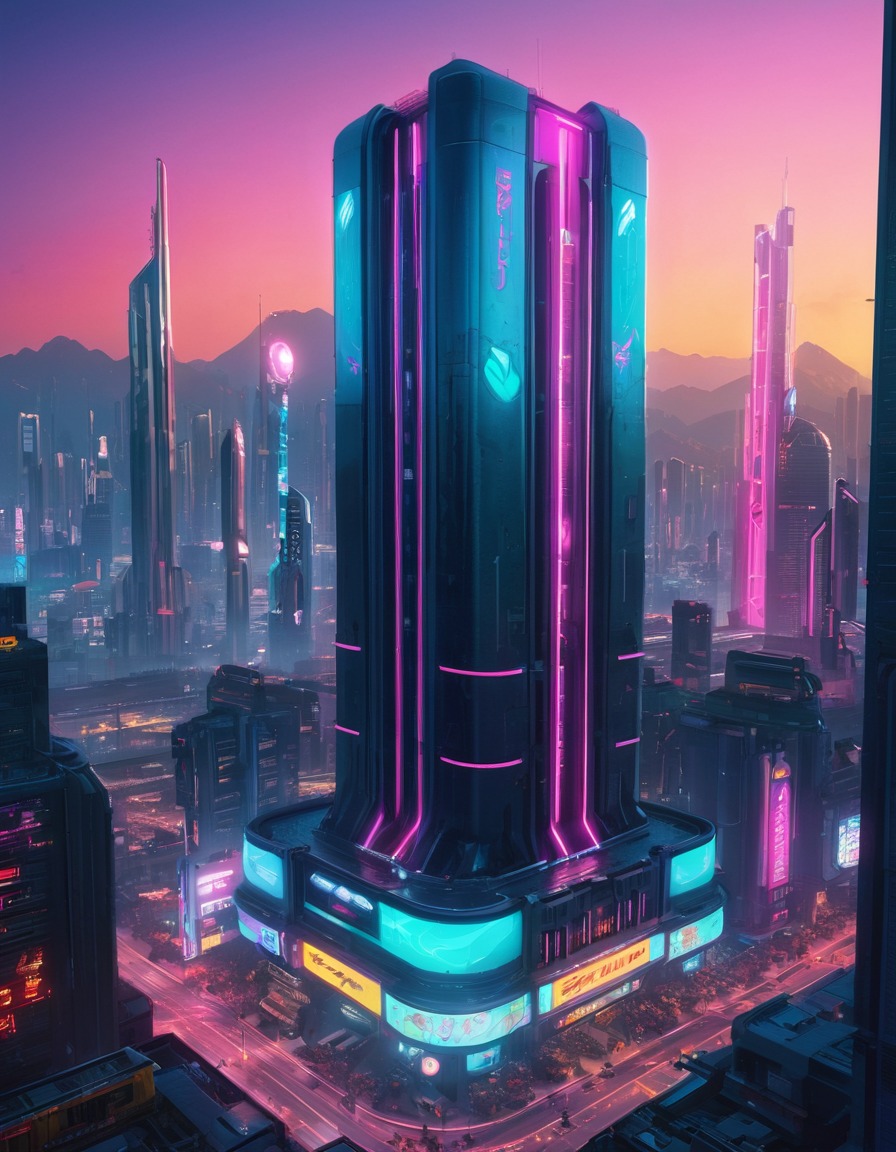 cyberpunk 2077, futuristic, cityscape, neon lights, skyscrapers, computer games