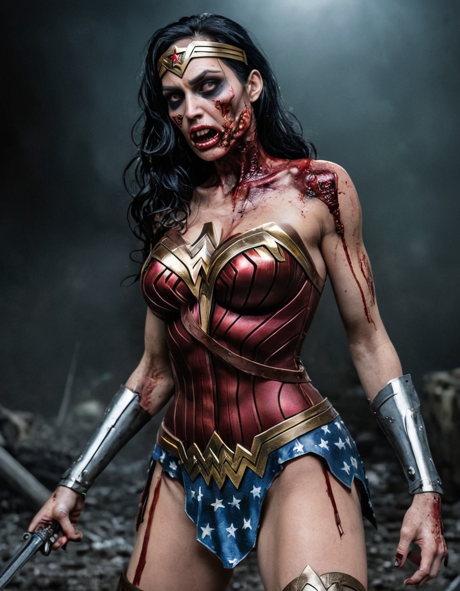 zombie, wonder woman (dc comics), superhero, horror, undead, dc comics, comic character