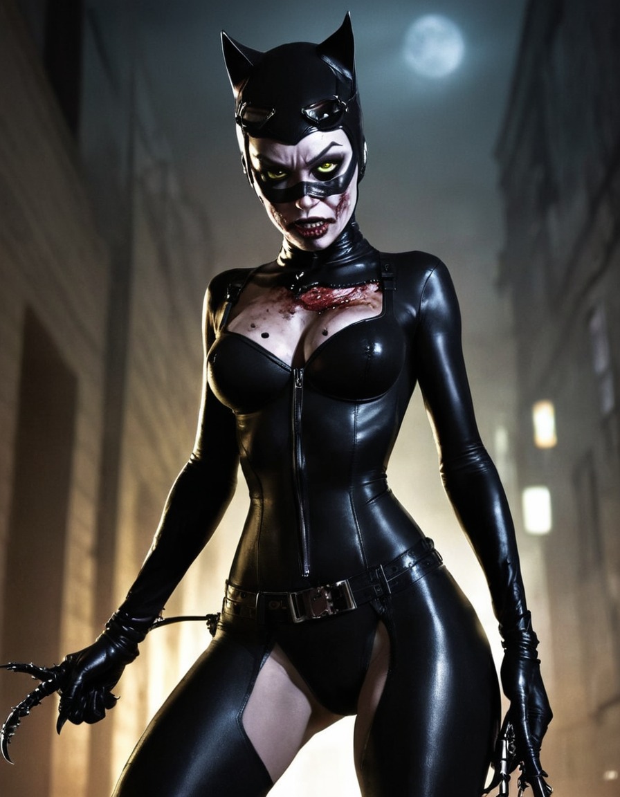 zombie, catwoman (dc comics), dc comics, undead, comic book character, feline, horror