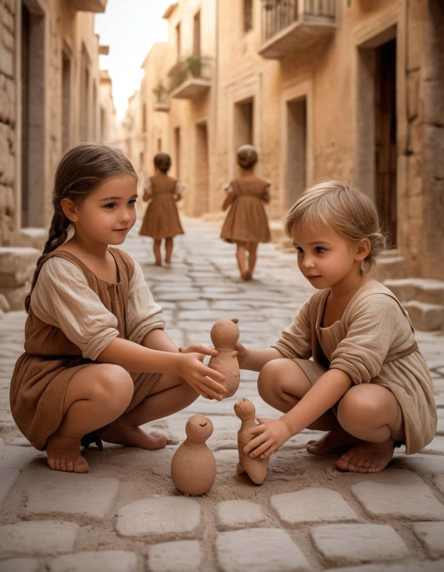 children, clay dolls, playtime, ancient greece, 500 bc