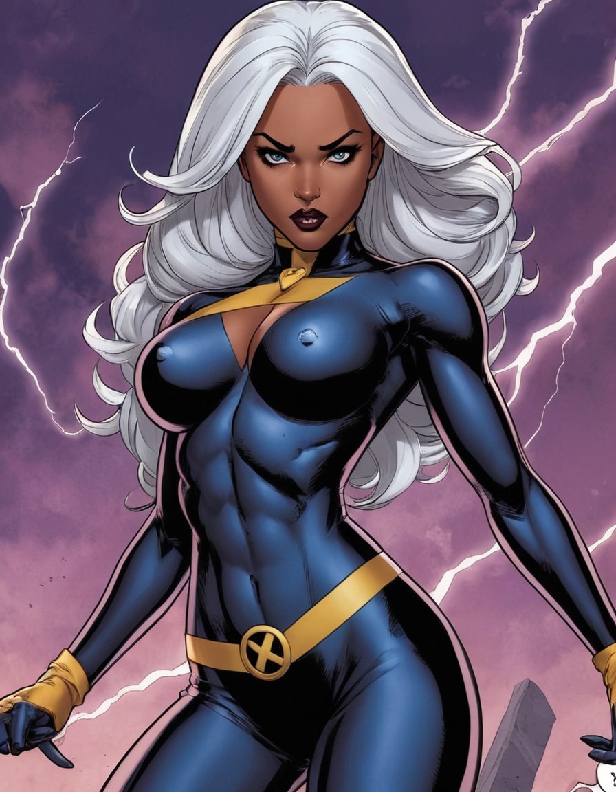 storm, x-men, superheroine, powerful, seductive, comic character, sexy, superhero, painted