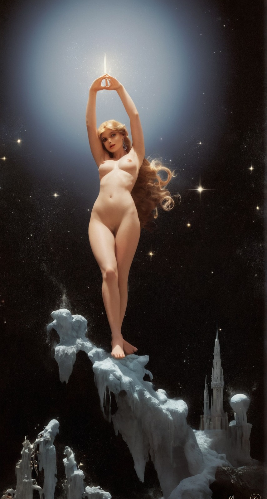 luis ricardo falero, art, paintings, fine art, 19th century, 19th century art, academicism, academism, academic art, painting, spanish art, spanish artist, allegory, pole star, star, stars