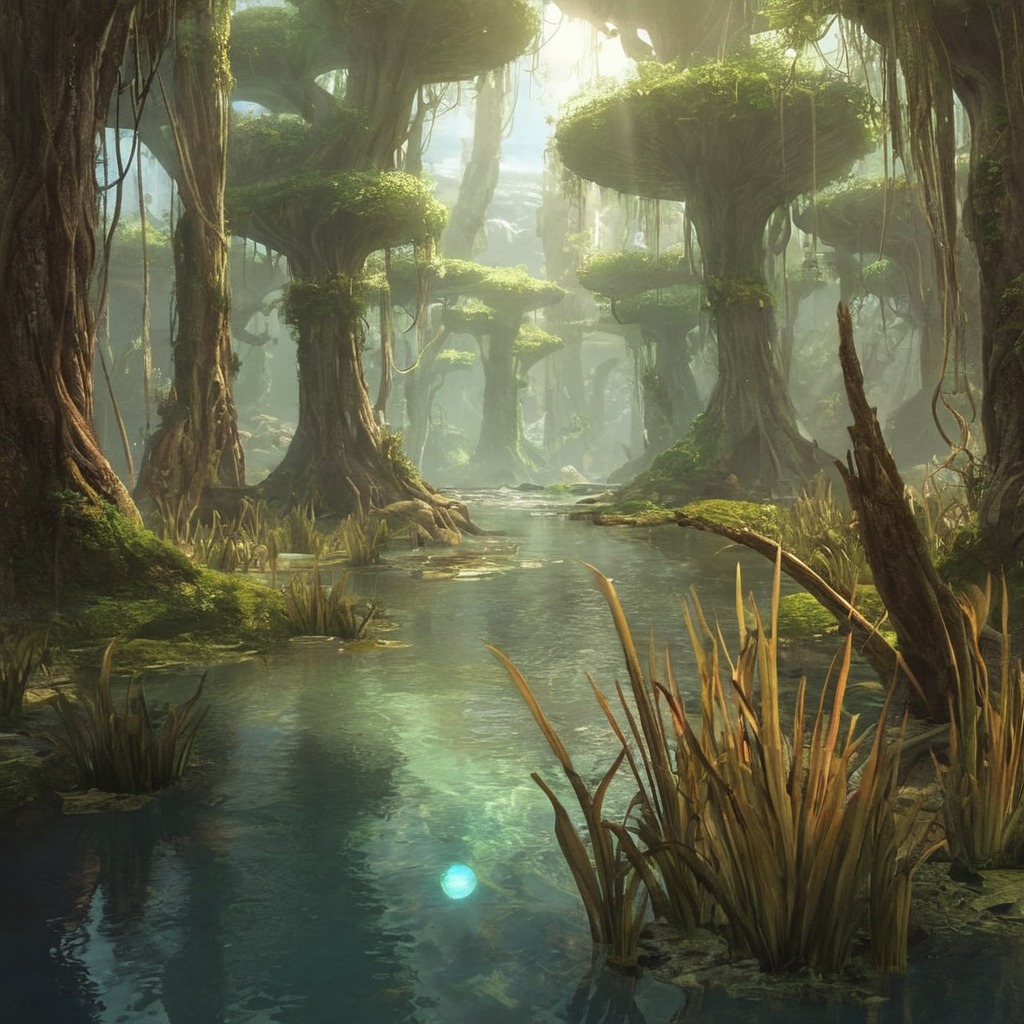 digitalart, dreamup, plants, mangrove, swamp, ai_art