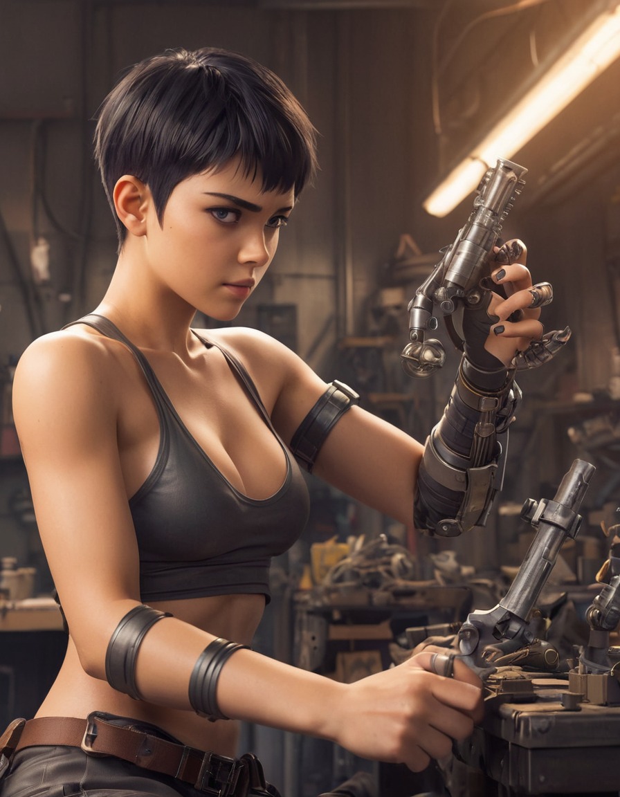 furiosa, mechanical arm, repair, workshop, mad max