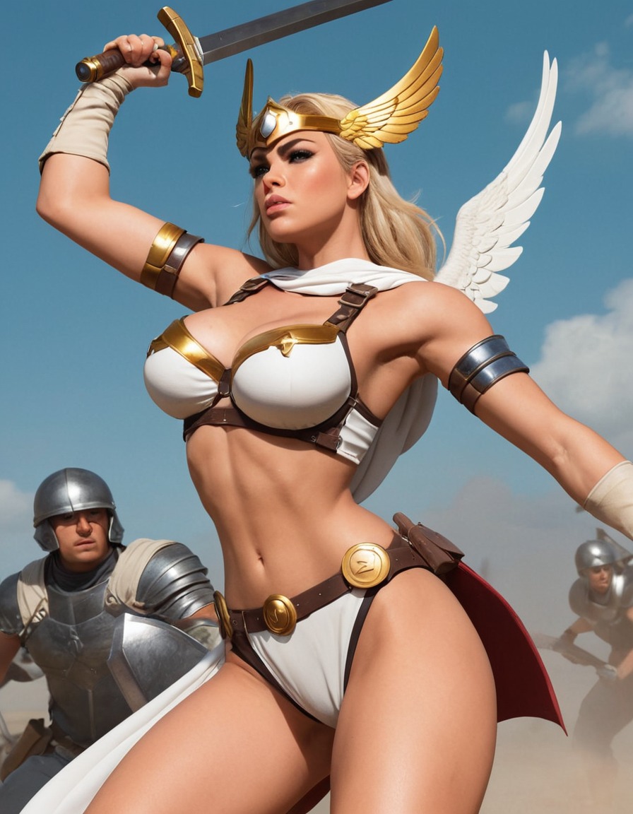 valkyrie, warrior, battle, norse mythology, sexy, superhero, painted